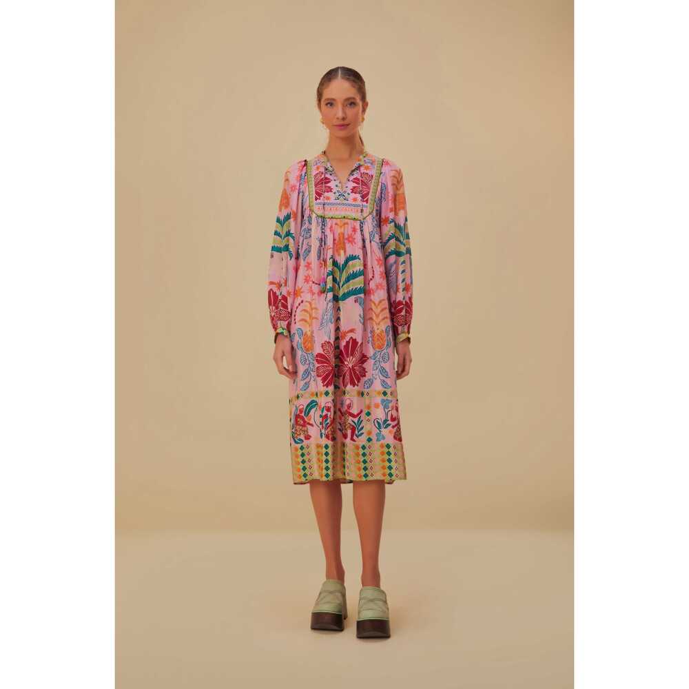 Pink Fruits Queen Scarf Midi Dress